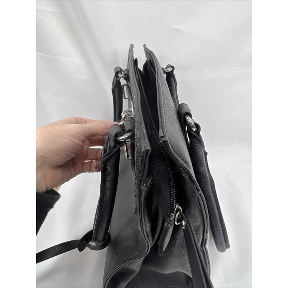 Apt 9 Black￼ Purse Shoulder Bag Strap Zippers Glitter Accent - Picture 6 of 10
